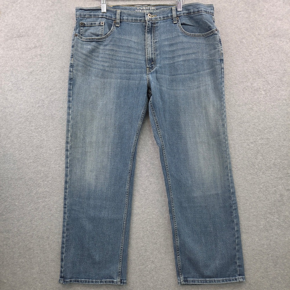 SIGNATURE BY LEVI STRAUSS S61 Relaxed Fit Jeans Mens 40x30 Med Wash WHISKERING
